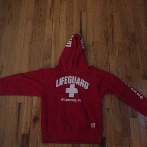 red lifeguard sweatshirt